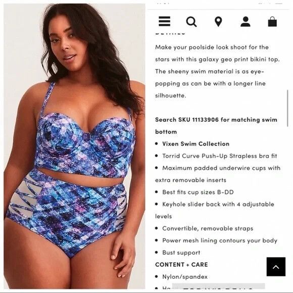 Torrid Bikini Set 2-Piece Geo Swimsuit Galaxy Space Print Women's Plus Size 1 1X - Picture 3 of 16